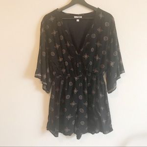 Amuse Society Black and Tan Print Romper Large